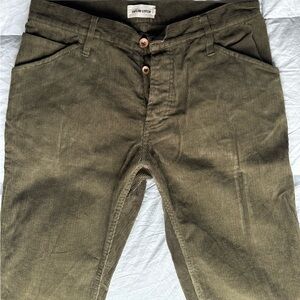 Olive Corduroy Pants with Copper Buttons